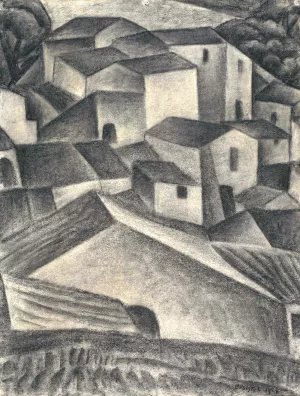 Huizen van een Italiaans dorp by Leo Gestel Oil Painting