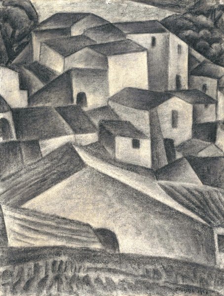 Huizen van een Italiaans dorp  by Leo Gestel - Hand-Painted Oil Painting Reproduction