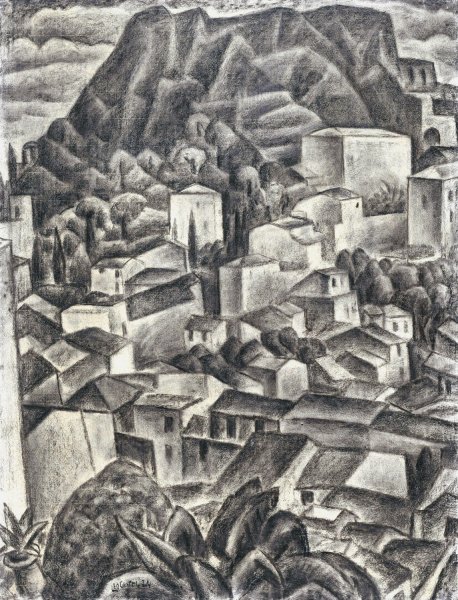 Italiaans bergdorp  by Leo Gestel - Hand-Painted Oil Painting Reproduction