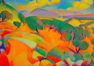 Mallorca Mountains also known as Cubist Landscape painting by Leo Gestel