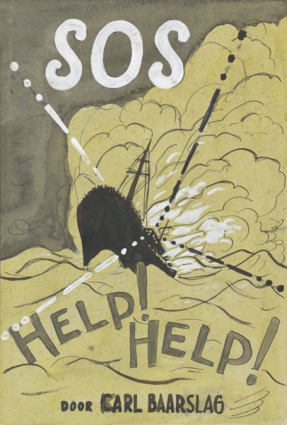 Main Product Photo of Ontwerp voor boekomslag voor Karl Baarslag's 'S.O.S', met voorstelling van een schip in een storm  Painting by Leo Gestel