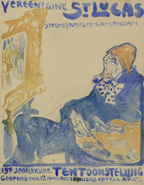 Ontwerp voor het affiche van de 19e jaarlijkse Tentoonstelling van Vereening St. Lukas in het Stedelijk Museum te Amsterdam  by Leo Gestel - Hand-Painted Oil Painting Reproduction