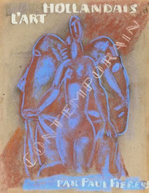 Ontwerp voor Paul Fierens 'l'Art Hollandais contemporain'; naakte vrouw tussen twee van elkaar weg kijkende mannen hoofden by Leo Gestel Oil Painting