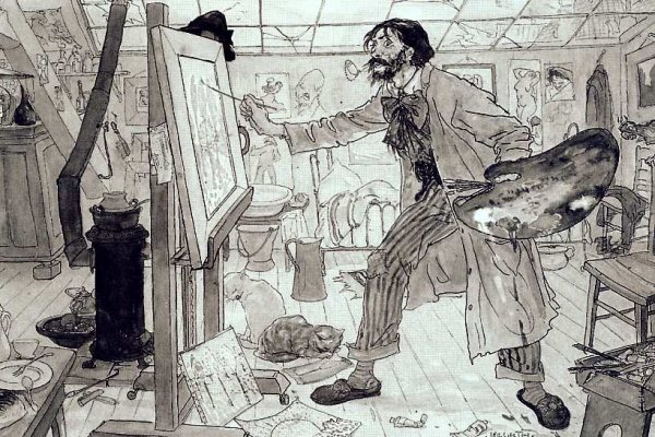Main Product Photo of Portrait of Sluyters at Work also known as Sluyters Studio sketch Painting by Leo Gestel