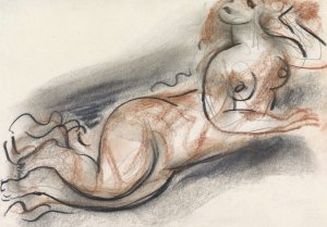 Schetsblad met liggend vrouwelijk naakt by Leo Gestel Oil Painting