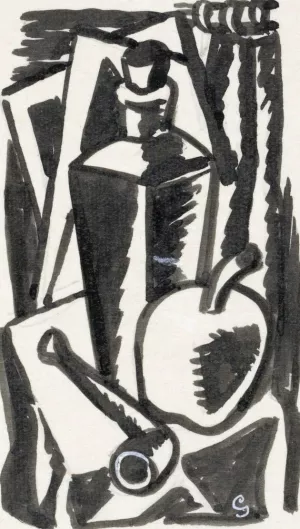 Stilleven met appel, pijp en fles by Leo Gestel Oil Painting