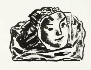 Twee maskers voor gebouw en rotsen by Leo Gestel Oil Painting