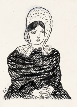 Vrouw met kapje op het hoofd by Leo Gestel Oil Painting