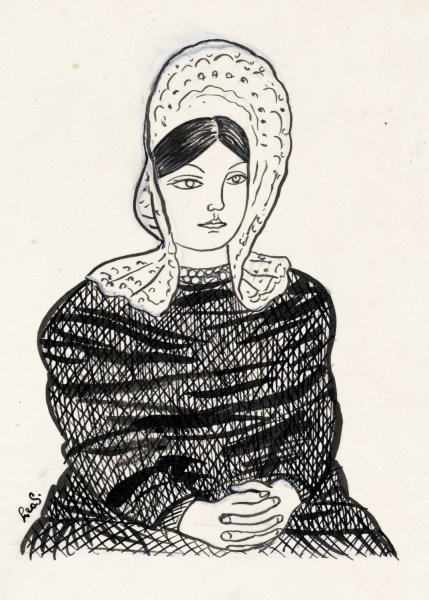Main Product Photo of Vrouw met kapje op het hoofd  Painting by Leo Gestel