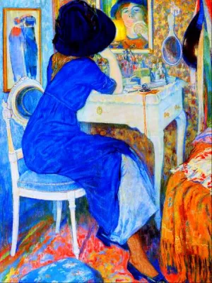 Woman at Makeup Table also known as Lisette at Toilette by Leo Gestel Oil Painting