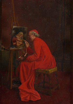 Painting A Madonna by Leo Herrmann Oil Painting