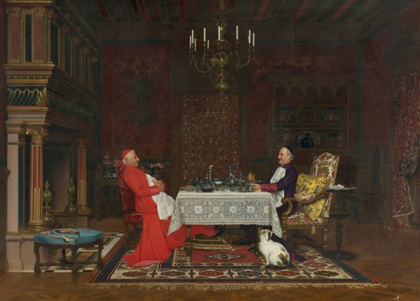 The Cardinal's Dinner  by Leo Herrmann - Hand-Painted Oil Painting Reproduction
