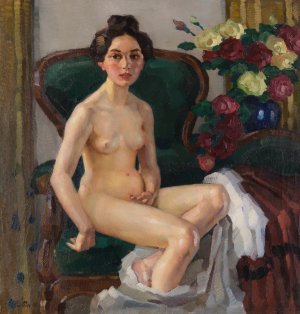 Auf dem Sofa II by Leo Putz Oil Painting