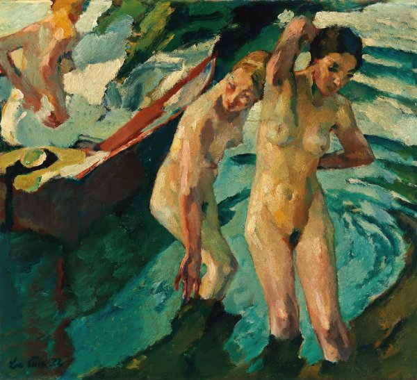 Bathers  by Leo Putz - Hand-Painted Oil Painting Reproduction