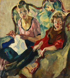 Lisl und Buberl by Leo Putz Oil Painting