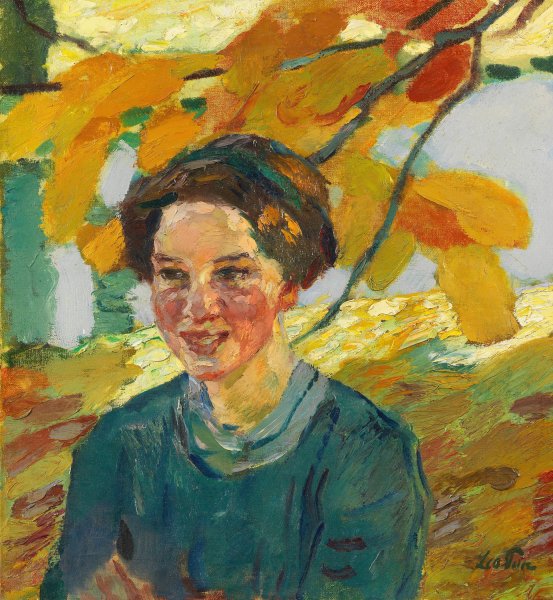 Madchenportrat  by Leo Putz - Hand-Painted Oil Painting Reproduction