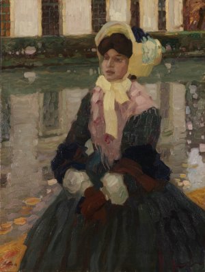 Portrat Veronika Kirmaier im Schleissheimer Garten by Leo Putz Oil Painting