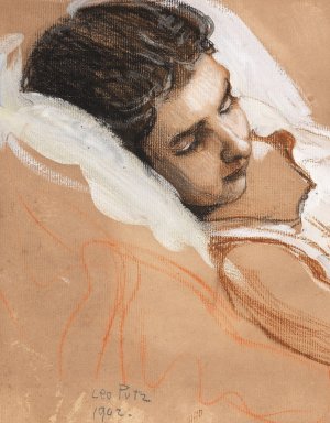 Schlafendes Madchen by Leo Putz Oil Painting