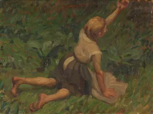 Studie zu Aschenbrodel by Leo Putz Oil Painting
