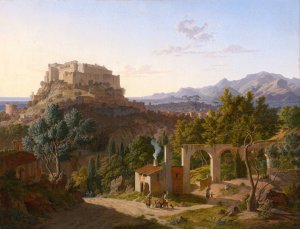 Landscape with the Castle of Massa di Carrara by Leo Von Klenze Oil Painting