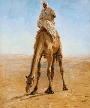 Camel Grazing, Study For Pilgrims Going To Mecca by Leon-Adolphe-Auguste Belly Oil Painting
