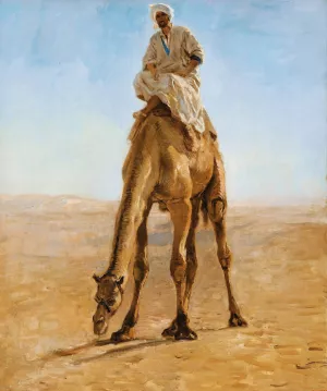 Camel Grazing, Study For Pilgrims Going To Mecca by Leon-Adolphe-Auguste Belly Oil Painting
