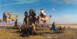 Gazelle Hunt In Egypt by Leon-Adolphe-Auguste Belly Oil Painting