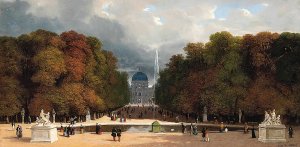 Promenading At The Tuilleries, Paris Signe And Dated by Leon-Auguste Melle Oil Painting
