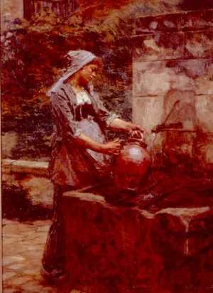 A Water Drawer painting by Leon-Augustin L'Hermitte