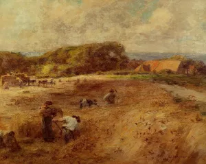 Harvesters near the Farm of Sambre painting by Leon-Augustin L'Hermitte