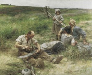 Haymaking by Leon Augustin Lhermitte Oil Painting