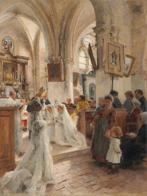 La confirmation by Leon Augustin Lhermitte Oil Painting