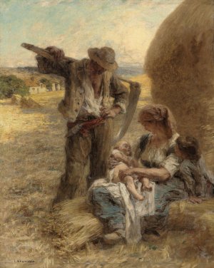 La Famille by Leon Augustin Lhermitte Oil Painting