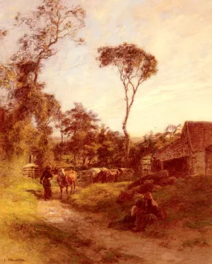 La Ferme De Sombre by Leon-Augustin L'Hermitte Oil Painting