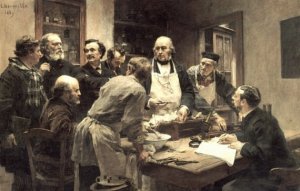 La Lecon de Claude Bernard Oil painting by Leon-Augustin L'Hermitte