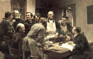 La Lecon de Claude Bernard by Leon-Augustin L'Hermitte Oil Painting