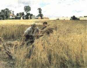 La Moisson au Ru Chailly by Leon-Augustin L'Hermitte Oil Painting