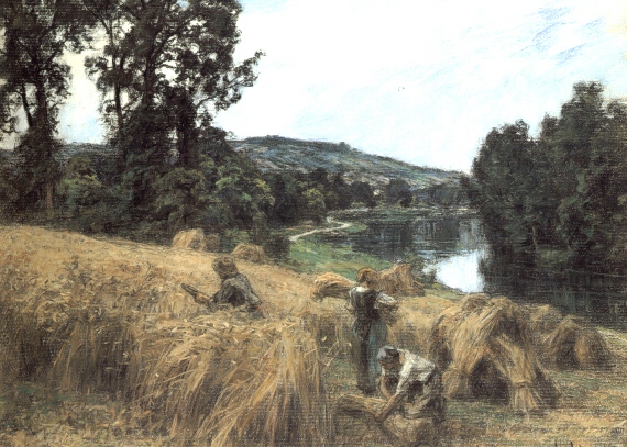 Main Product Photo of La Moisson pres de la Marne Painting by Leon-Augustin L'Hermitte