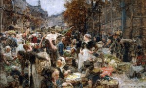 L'approvisionnement des Halles by Leon Augustin Lhermitte Oil Painting