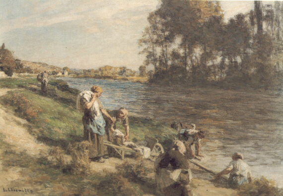 Laveuses au Bord de la Marne by Leon-Augustin L'Hermitte - Hand-Painted Oil Painting Reproduction