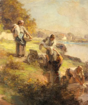 Laveuses le Matin by Leon-Augustin L'Hermitte Oil Painting