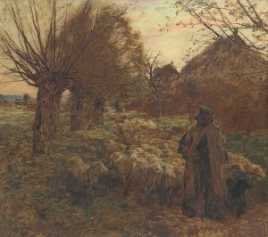 Le Berger Et Son Troupeau by Leon Augustin Lhermitte Oil Painting