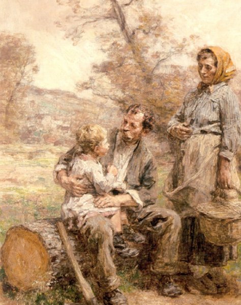 Le Dejeuner du Bucheron by Leon-Augustin L'Hermitte - Hand-Painted Oil Painting Reproduction