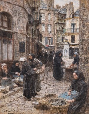 Le marche aux poissons, St. Malo by Leon Augustin Lhermitte Oil Painting