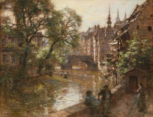 Le pont de Nuremberg Oil painting by Leon Augustin Lhermitte