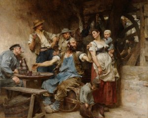 Le Vin by Leon Augustin Lhermitte Oil Painting