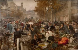 Les Halles Oil painting by Leon Augustin Lhermitte