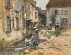 Les lavandieres a villenauxe Oil painting by Leon Augustin Lhermitte