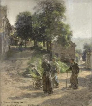 Paysans Discutant a Mont Saint Pere by Leon-Augustin L'Hermitte Oil Painting