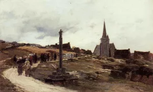 Procession near Ploumanac, Brittany Oil painting by Leon-Augustin L'Hermitte